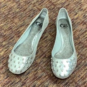 Silver Studded Ballerina Shoes